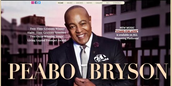 ピーボ・ブライソン公式ホームページのトップ画面(https://www.peabobryson2.com/)