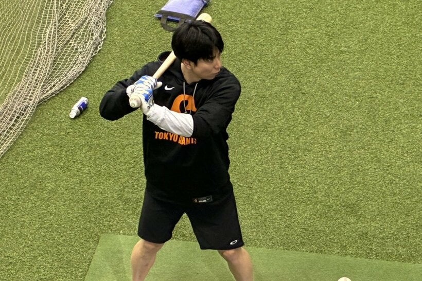 ジャイアンツ球場で打撃練習を行う松本剛