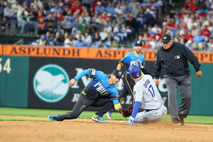 ８回に盗塁を試みた大谷翔平だが結果はアウトに