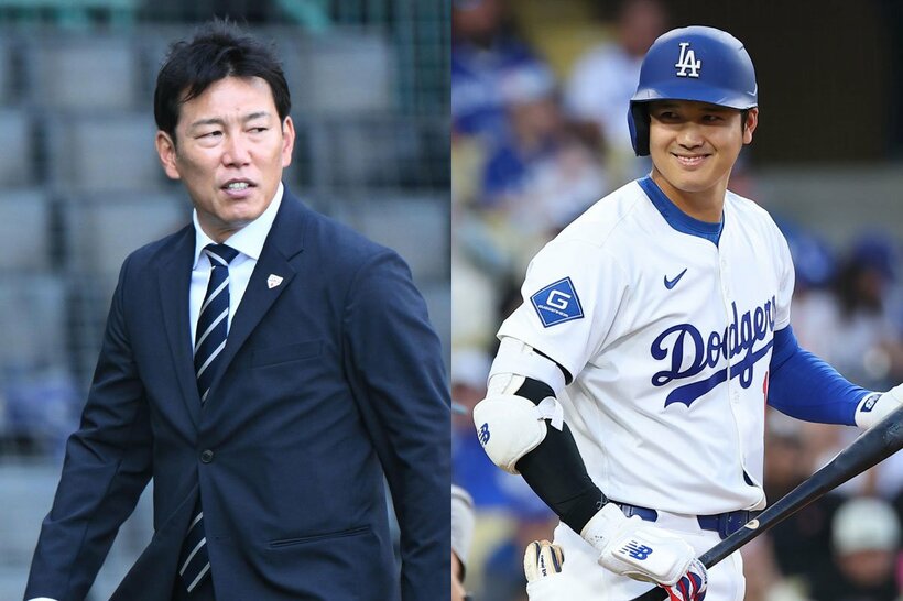 侍ジャパン・井端監督(左)とドジャース・大谷翔平