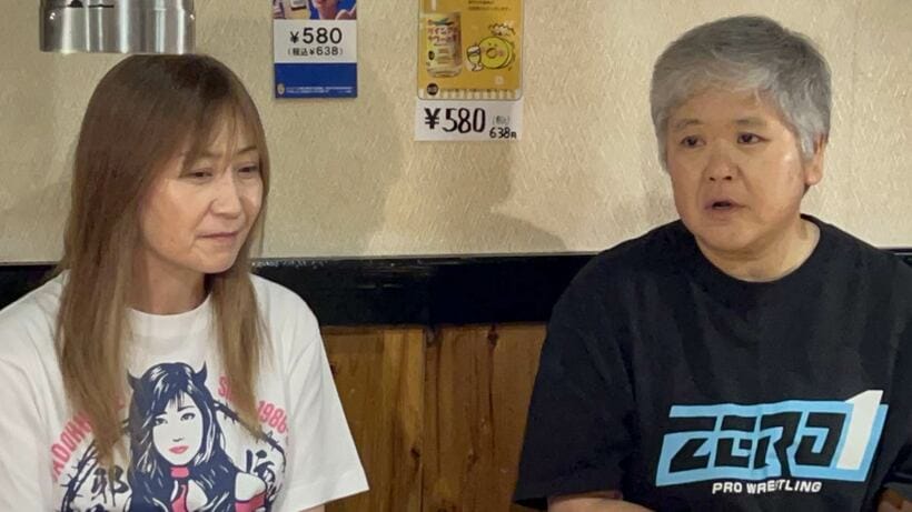 YouTube番組で対談した工藤めぐみGM（左）とコンバット豊田さん（ⒸZERO1）