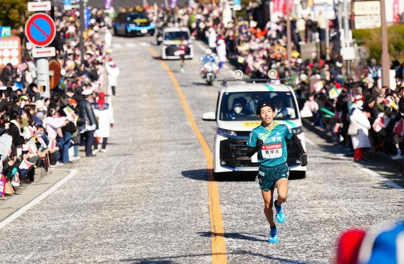 往路５区で激走した青学大・黒田朝日（代表撮影）