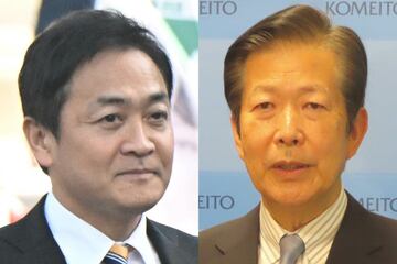 国民民主党の玉木雄一郎氏（左）と公明党の山口那津男氏