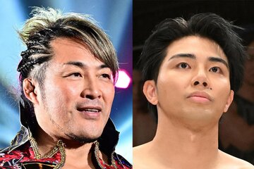 棚橋弘至（左）とＤＤＴ・武知海青