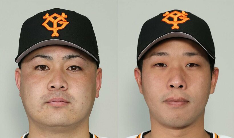  巨人を自由契約となった田中豊(左)と鍬原（東スポWeb）