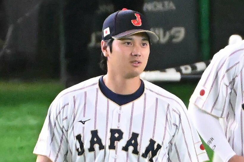 全体練習に参加した大谷翔平