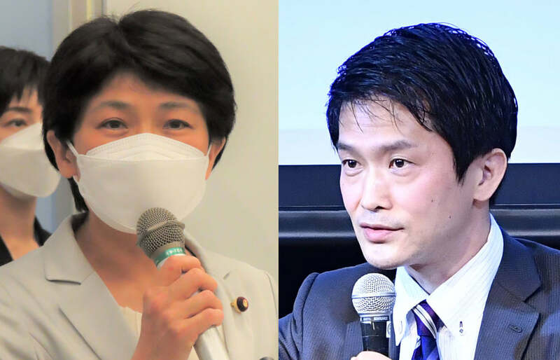  西村智奈美氏（左）と小川淳也氏（東スポWeb）