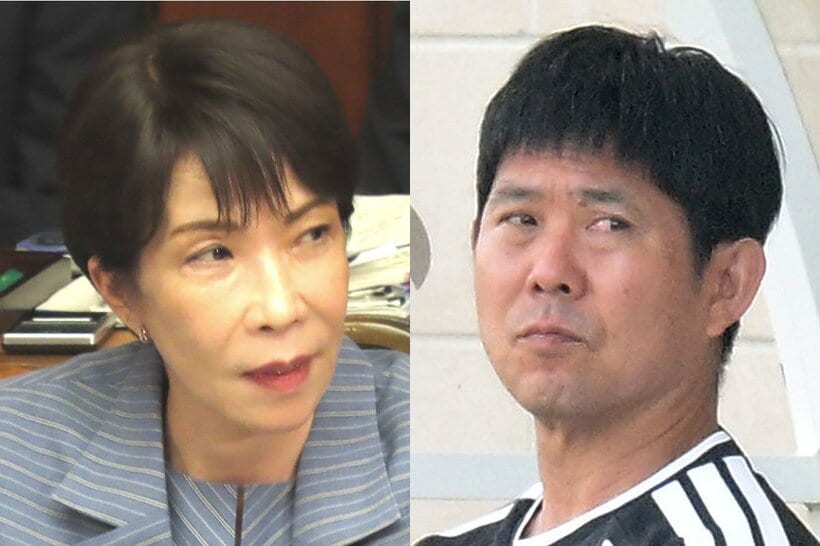 疑惑まみれの高市首相(左)と、サッカー日本代表の森保監督