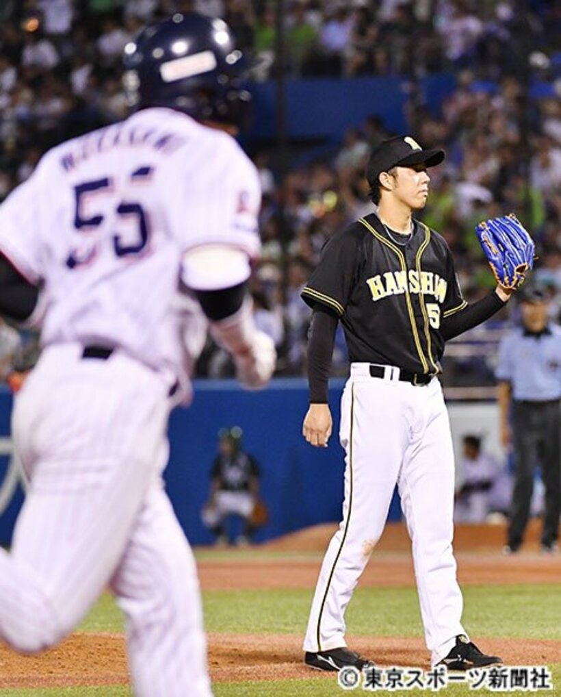  ４回、村上に３ランホームランを打たれた青柳