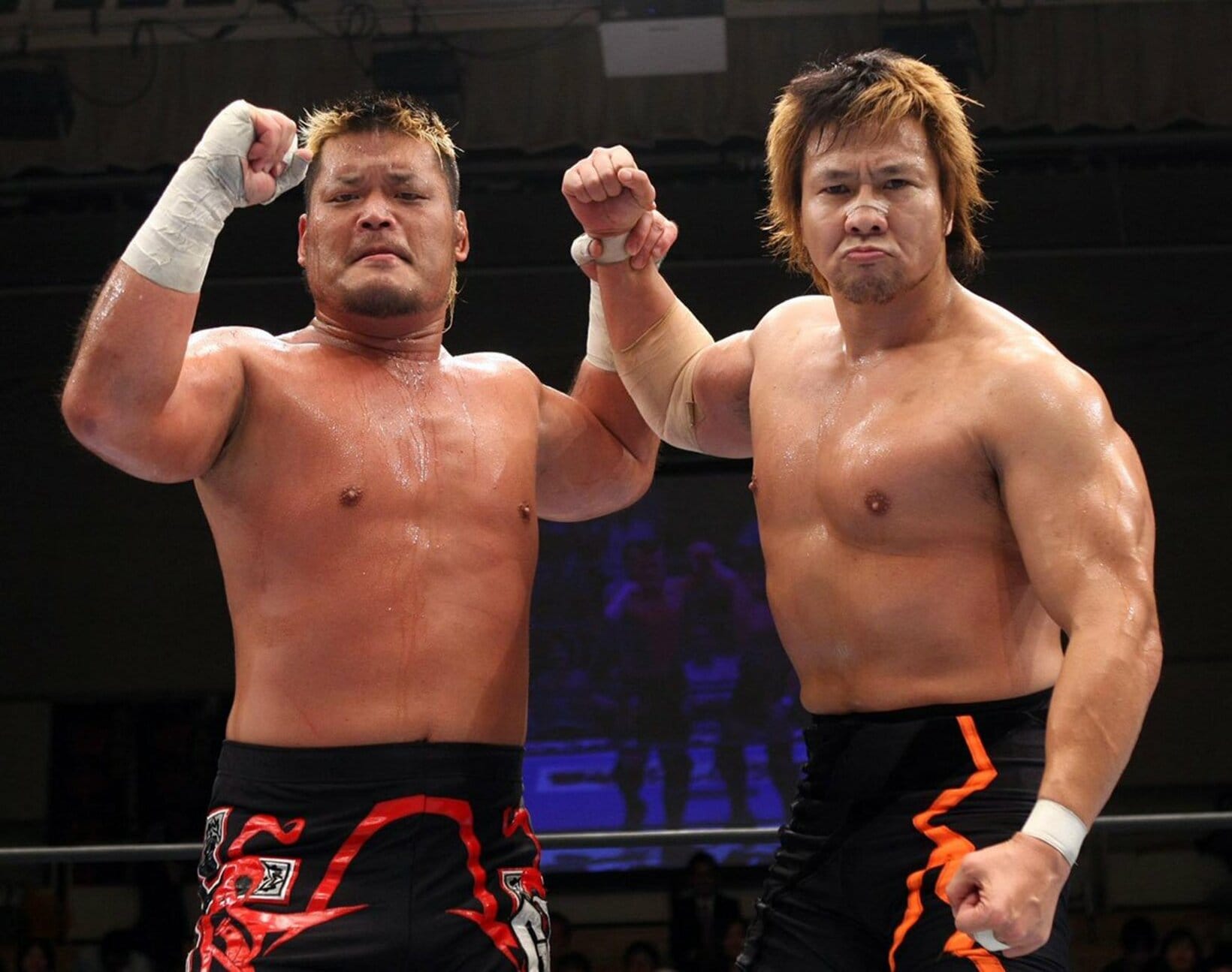 引退試合の相手は、切っても切れぬ縁の小島聡(右)に決まった(2008年)