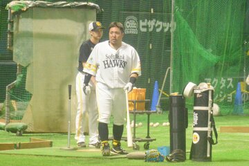 練習にも元気に参加したソフトバンク・山川穂高