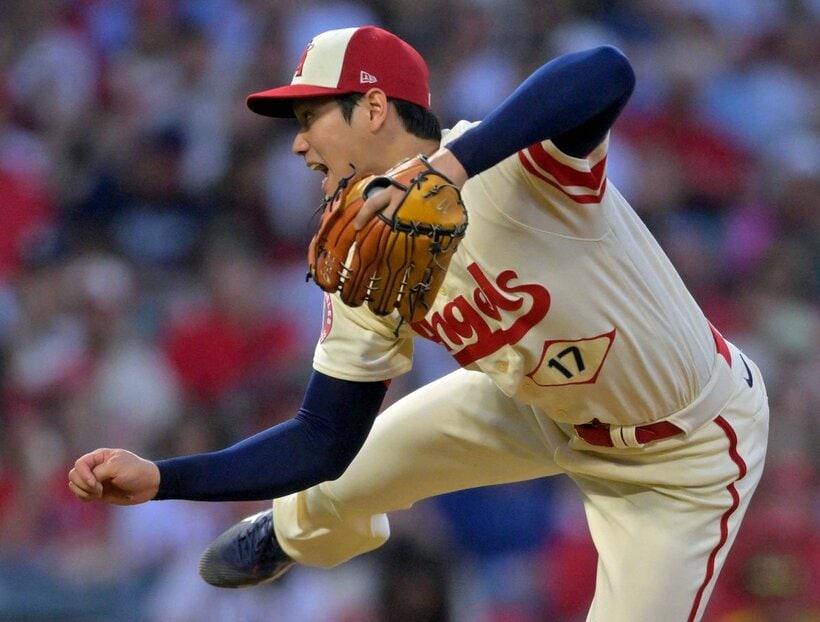  大谷翔平が吠えた（ロイター＝USA-TODAY-Sports）