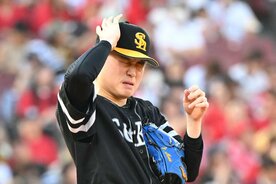 ５回、２者連続四球を与えたところで降板となったソフトバンク・前田純