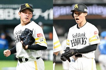 ソフトバンクの鈴木豪太(左)と庄子雄大