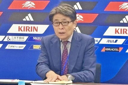技術委員会後、取材に応じたJFA・山本昌邦技術委員長