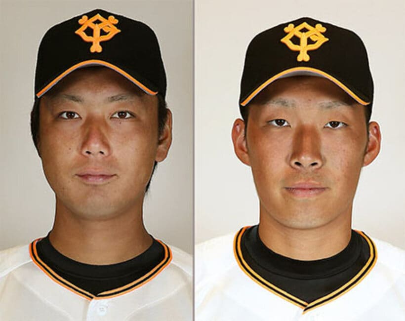 新たに関与が明らかになった笠原将生投手（左）と松本竜也投手