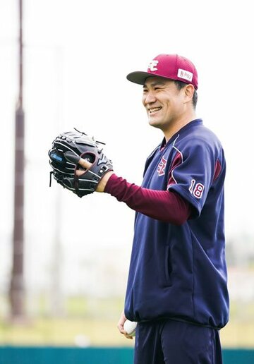  日本ハム戦に向け調整した田中将（楽天球団提供）