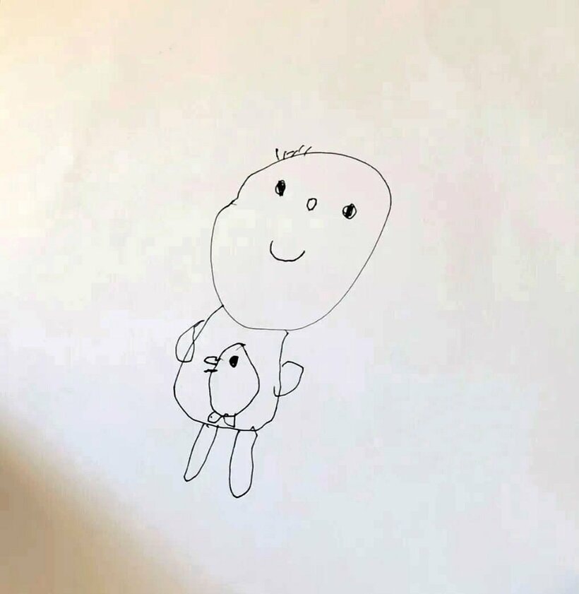 迷子の少女が描いた似顔絵（微博から）