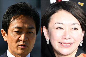  玉木代表(左)と山尾氏