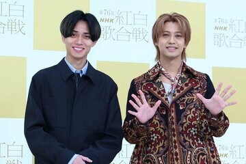 リハーサルを終えたKing ＆ Princeの永瀬廉（左）と高橋海人
