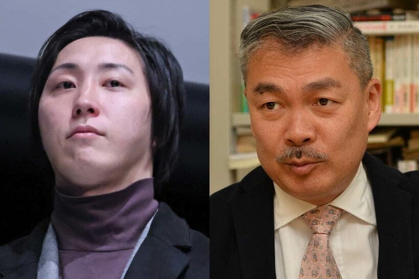 溝口勇児氏（左）と藤井聡京大教授