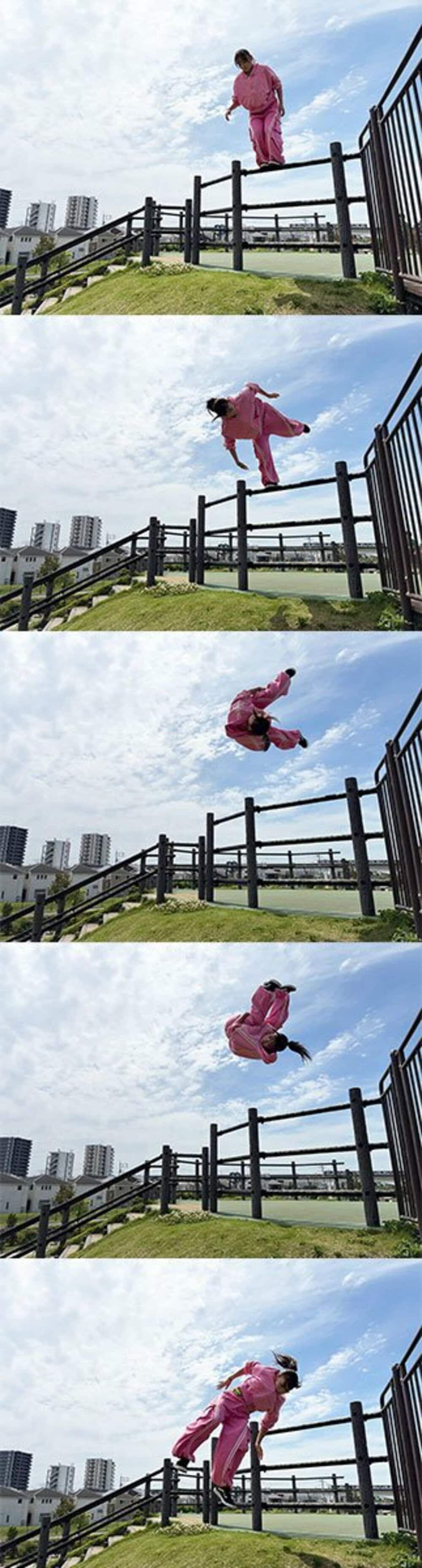 サイラは高難度の空中技も難なくマスター（連続写真）