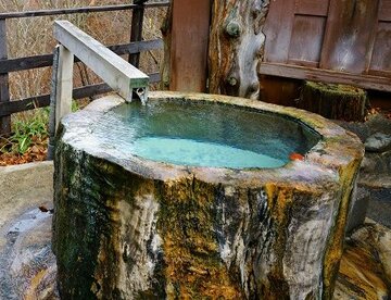 直径１メートルの大丸太風呂