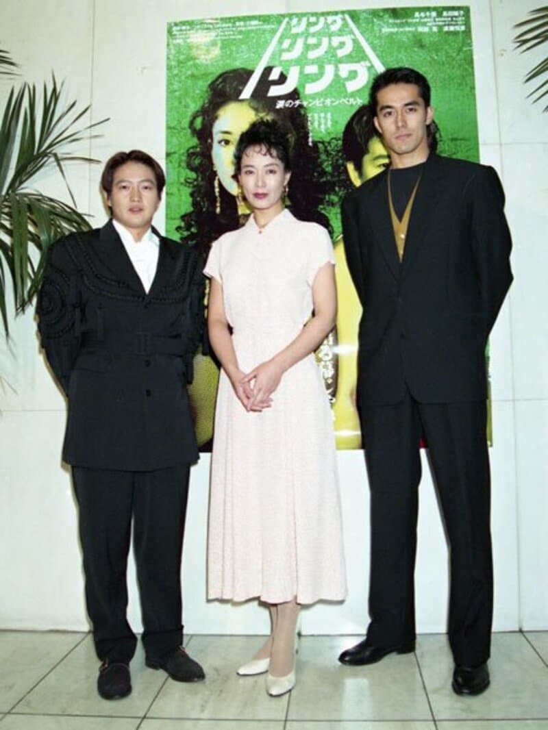  映画「リング・リング・リング」完成試写会（左から長与、島田陽子、阿部寛）